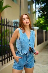 Denim Vest Set