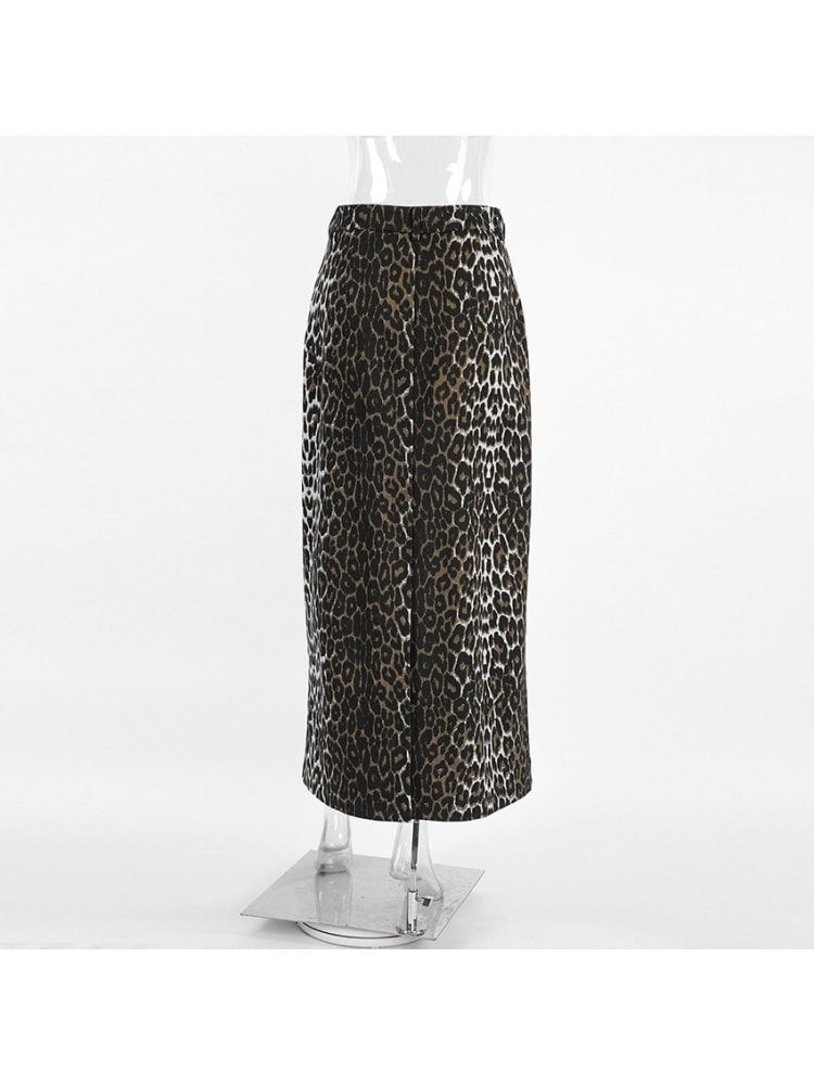 Leopard Denim Skirt