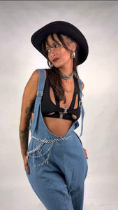 Denim Backless Mameluco