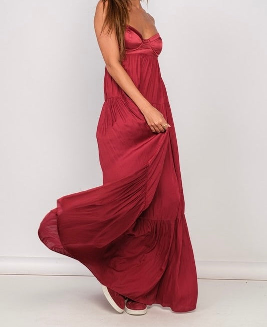 Scarlet Satin Maxi