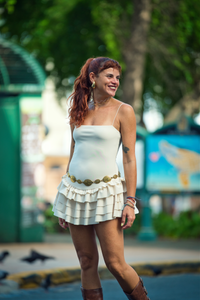 Cream Tiered Dress