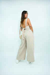 Cream Striped Playsuit