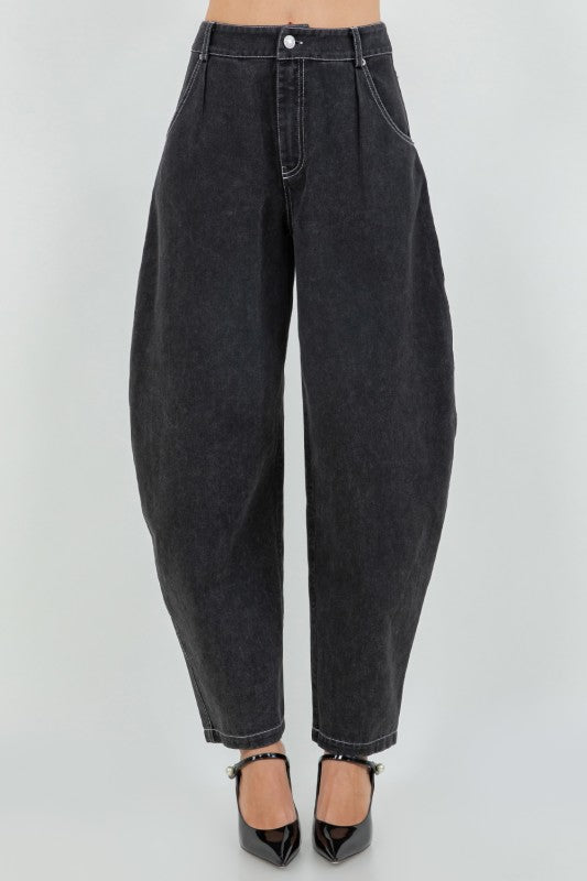Washed Black Barrel Jeans (PRE ORDER)