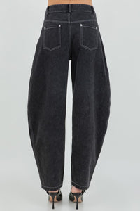 Washed Black Barrel Jeans (PRE ORDER)