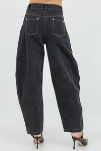 Washed Black Barrel Jeans (PRE ORDER)