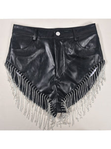 Pleather Rhinestone Shorts