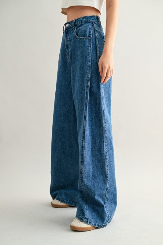 Wide Pleated Denims (PRE ORDER)