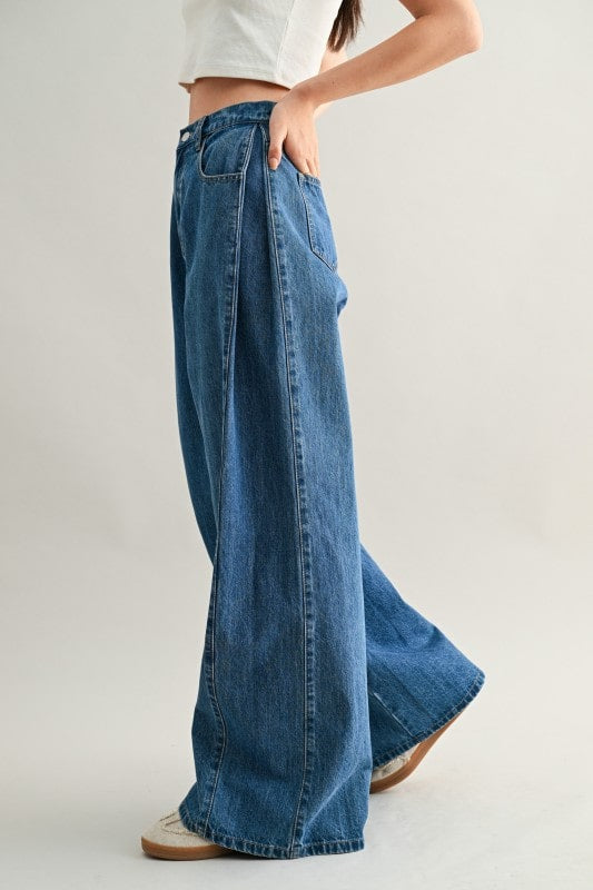 Wide Pleated Denims (PRE ORDER)