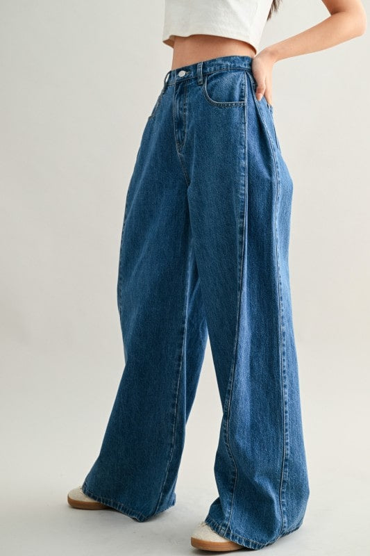 Wide Pleated Denims (PRE ORDER)