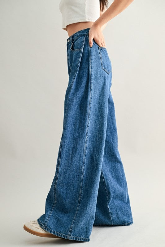 Wide Pleated Denims (PRE ORDER)