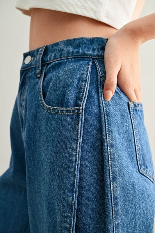 Wide Pleated Denims (PRE ORDER)