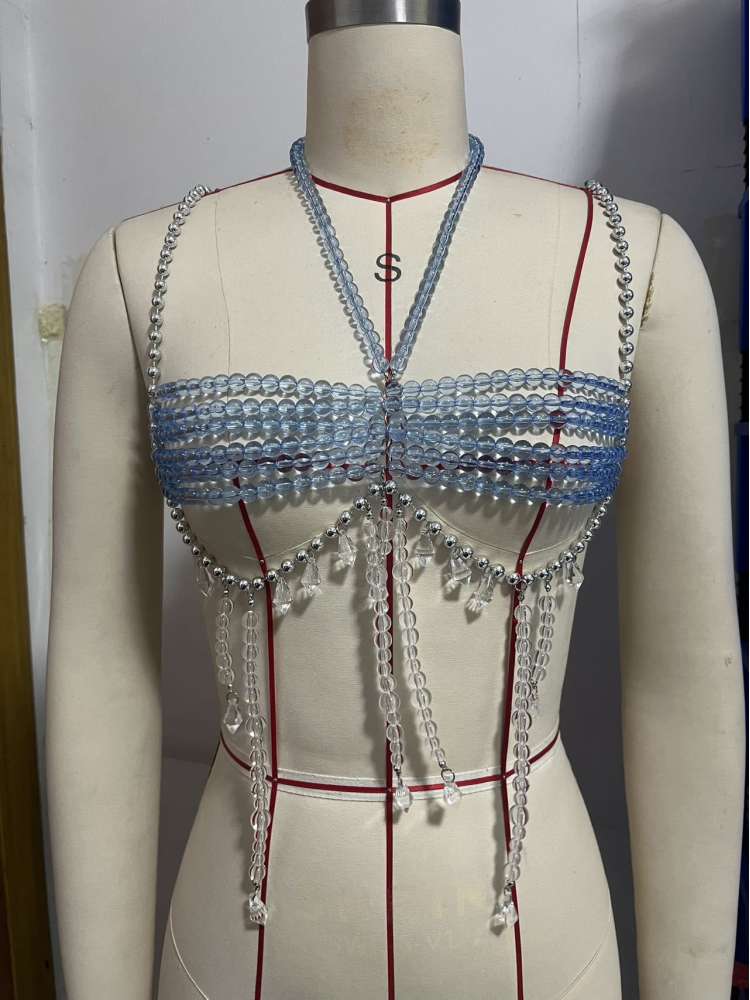 Sky Blue Beaded Top