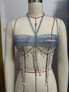 Sky Blue Beaded Top