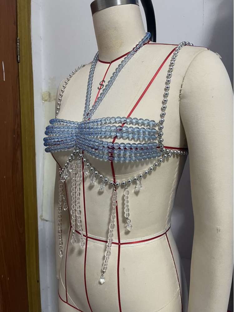 Sky Blue Beaded Top
