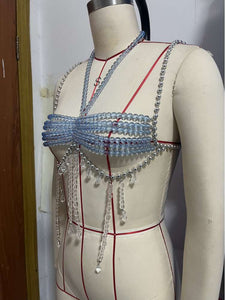 Sky Blue Beaded Top