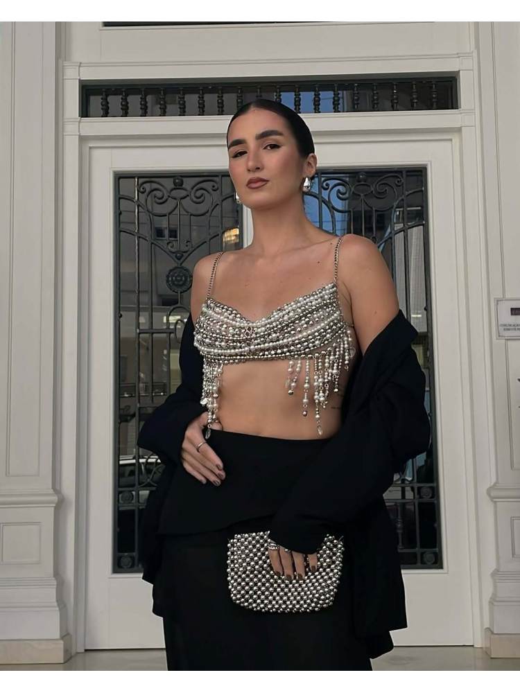 Silver Beaded Top