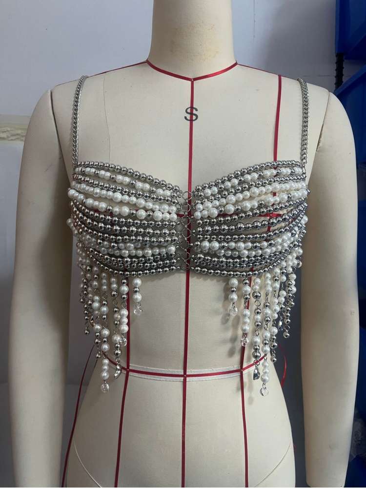 Silver Beaded Top