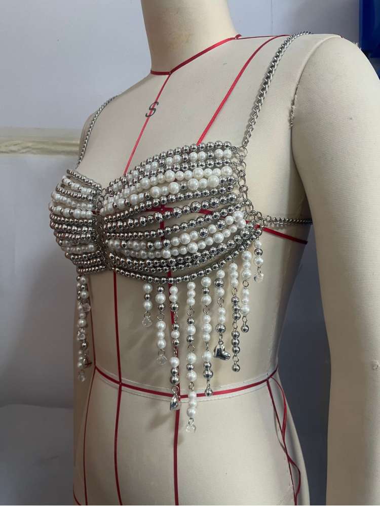 Silver Beaded Top