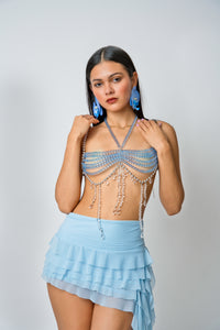Sky Blue Beaded Top