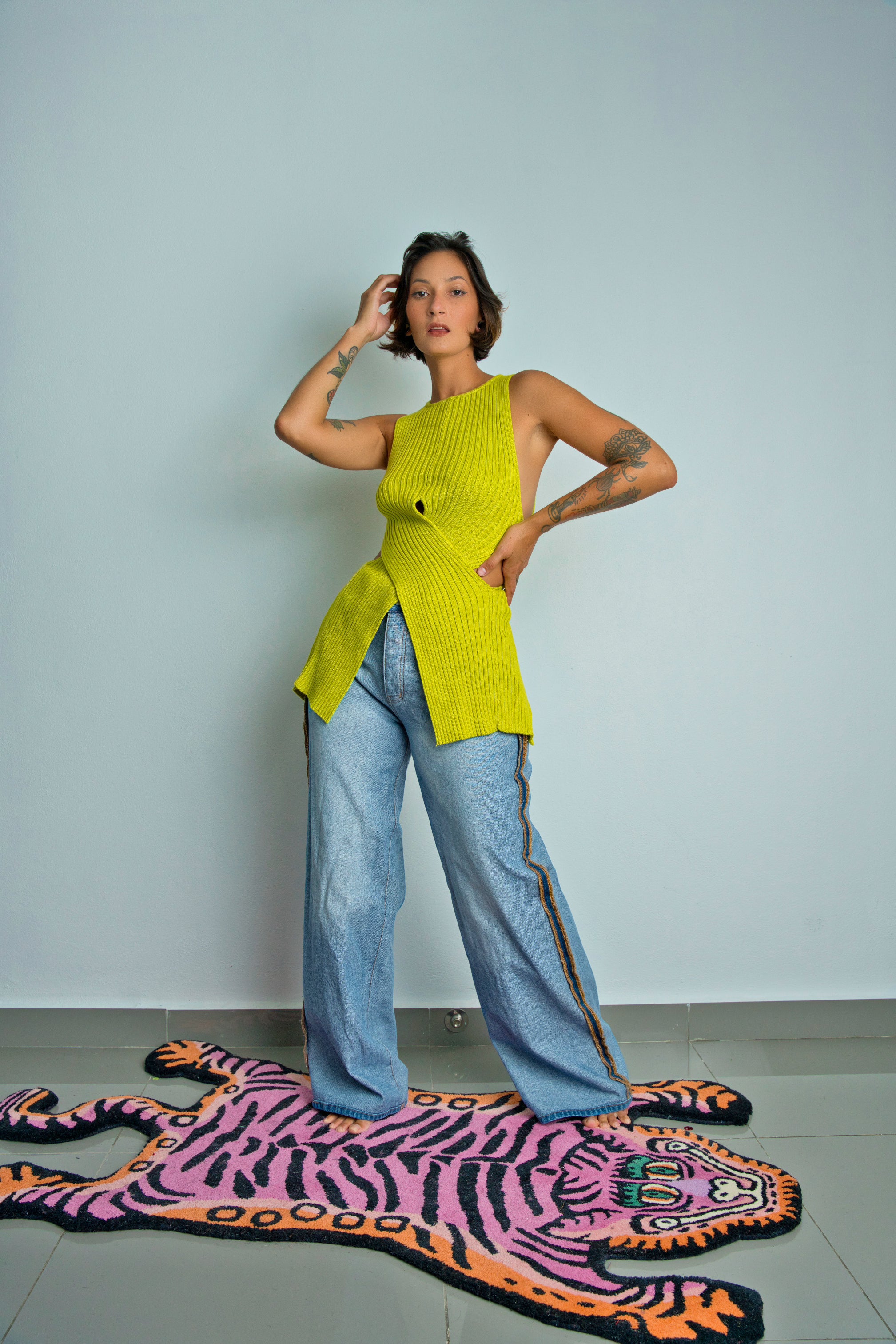 Lime Waist Cut Out Top