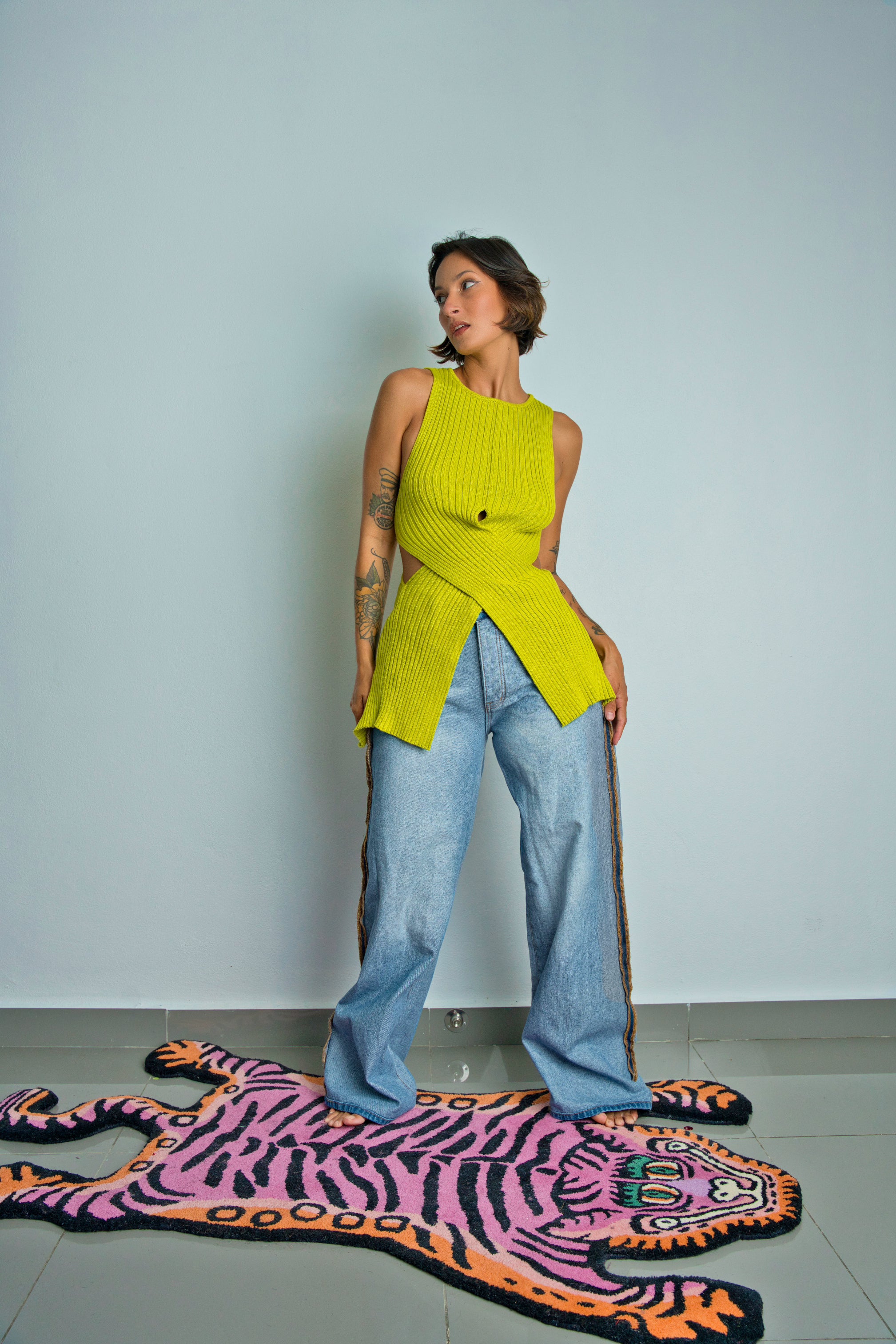 Lime Waist Cut Out Top