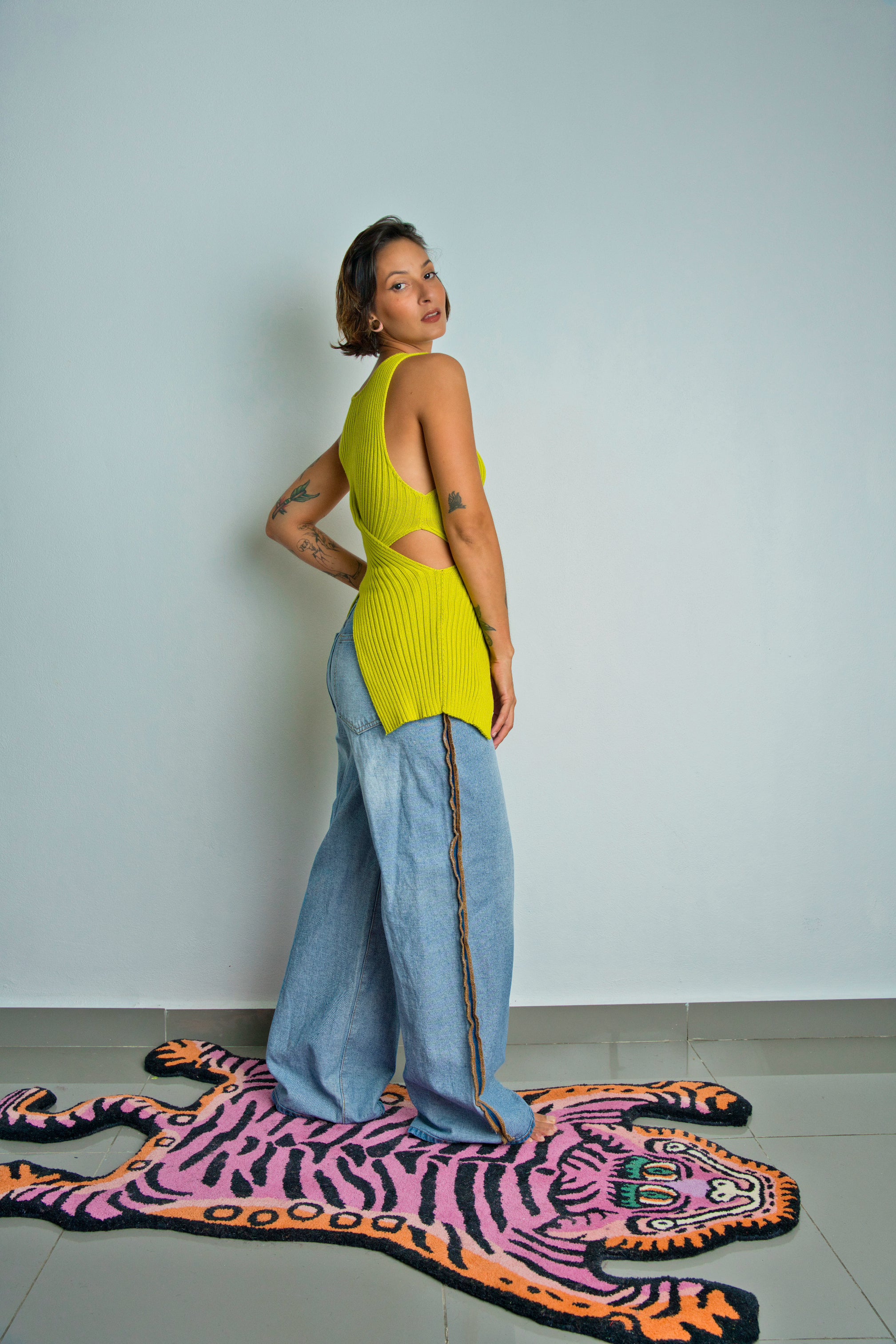 Lime Waist Cut Out Top