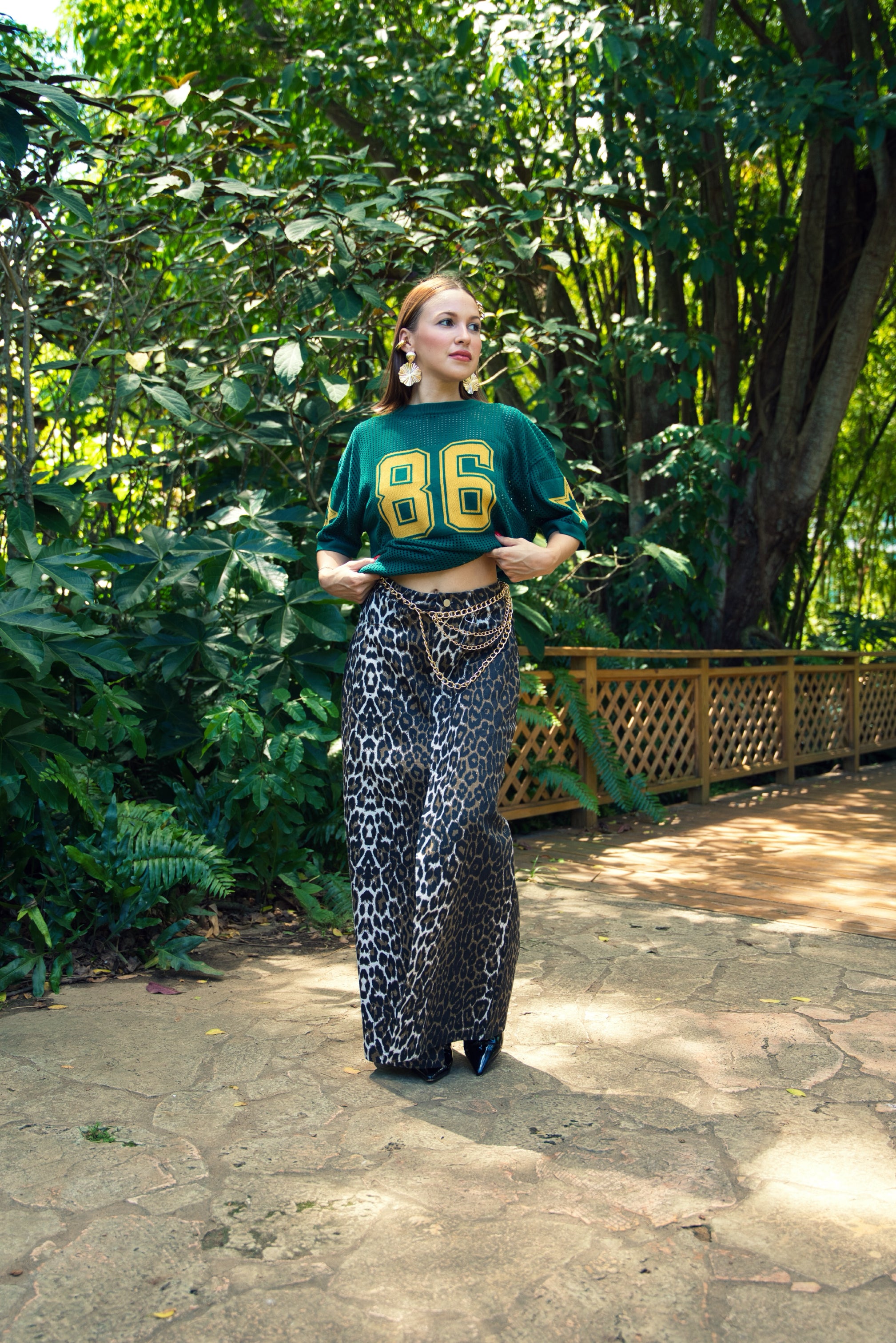 Leopard Denim Skirt