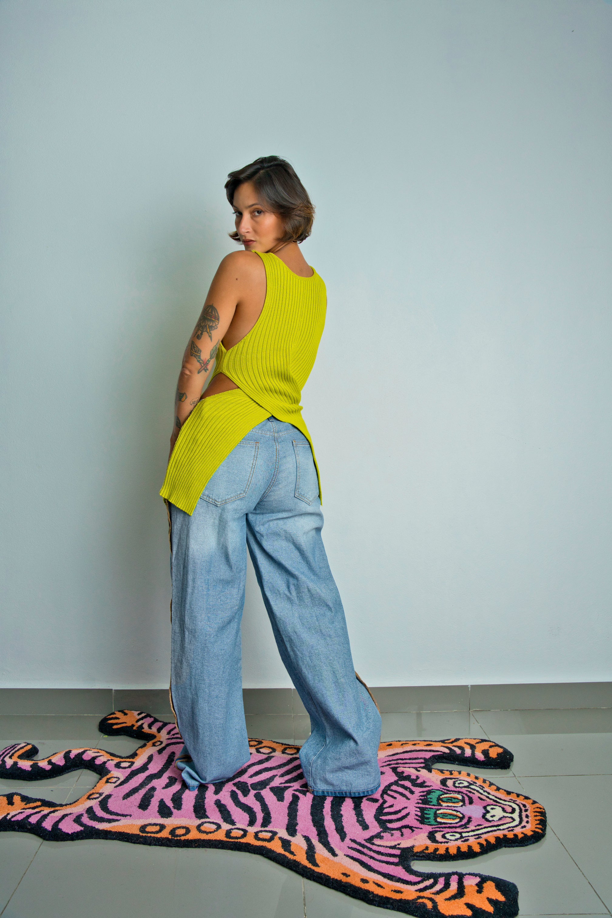 Lime Waist Cut Out Top