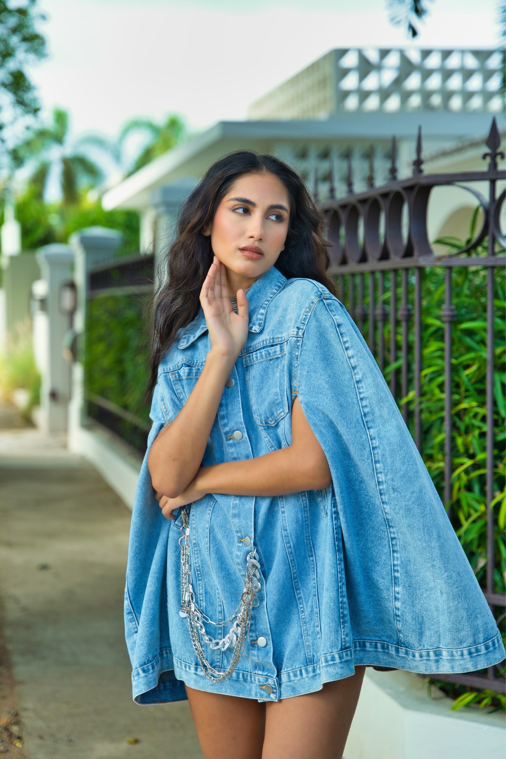 Denim Cape Dress