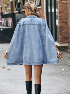 denim cape dress Midnight Cape Dress L / Dark Denim Blue / Denim