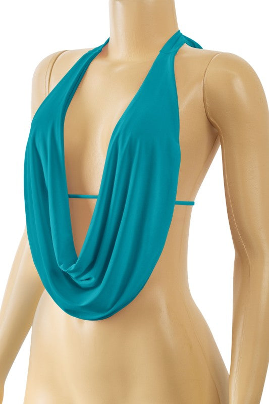 Teal Cowl Blouse (PRE ORDER)
