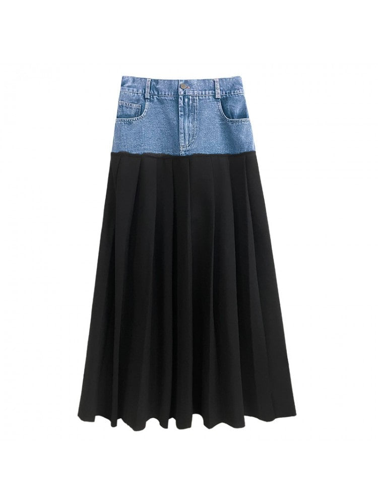 Denim Waistband Maxi Skirt (PRE ORDER)