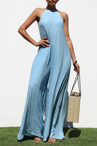 Blue Open Back Playsuit