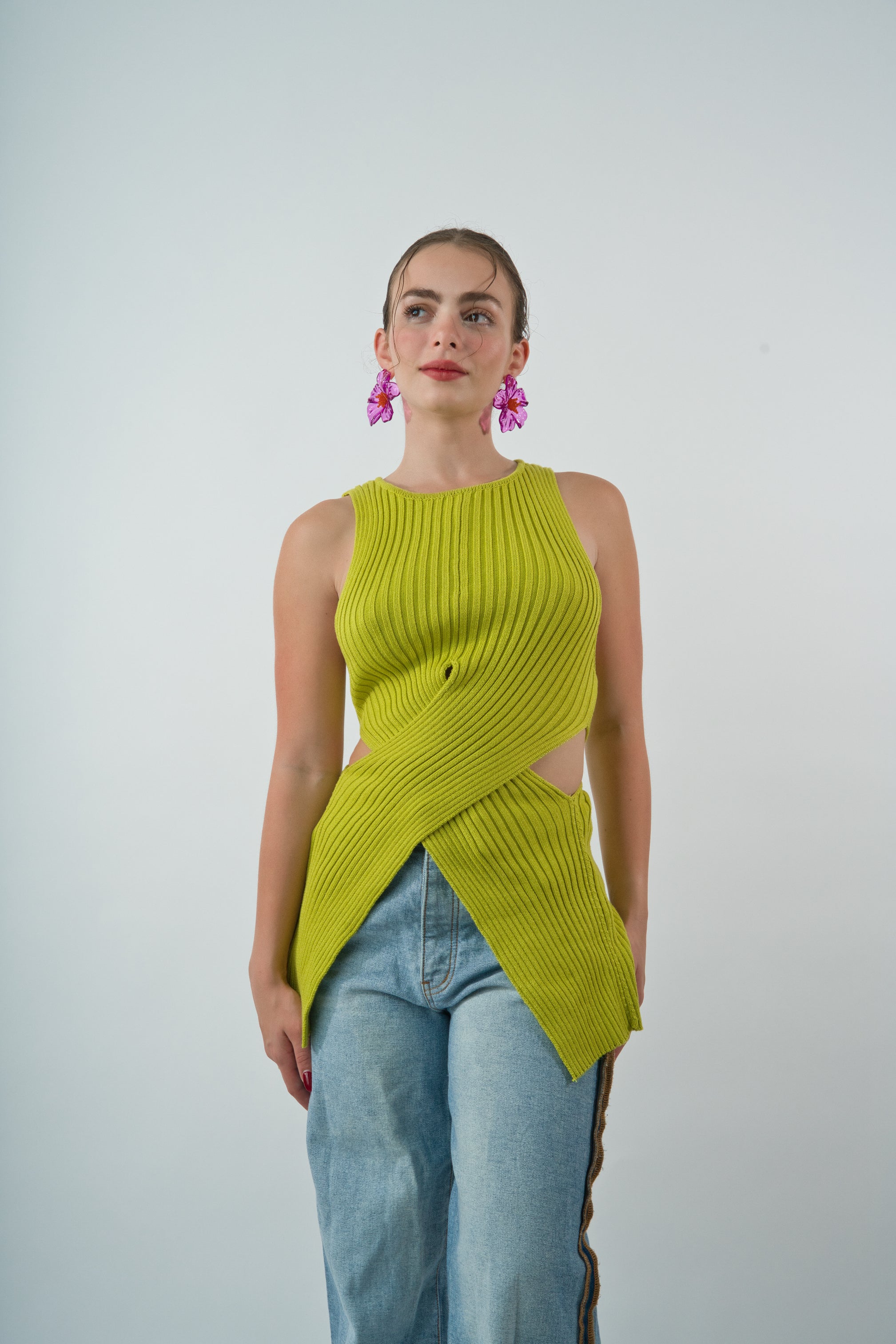 Lime Waist Cut Out Top