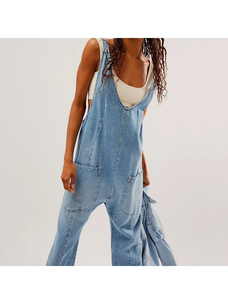 Denim Backless Mameluco