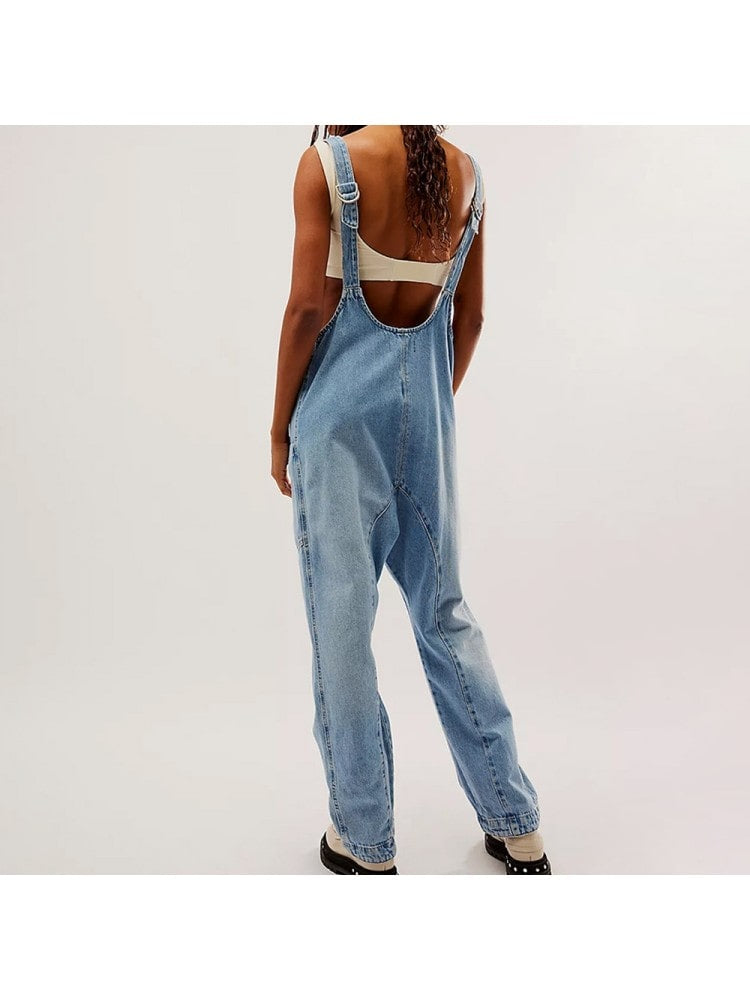 Denim Backless Mameluco