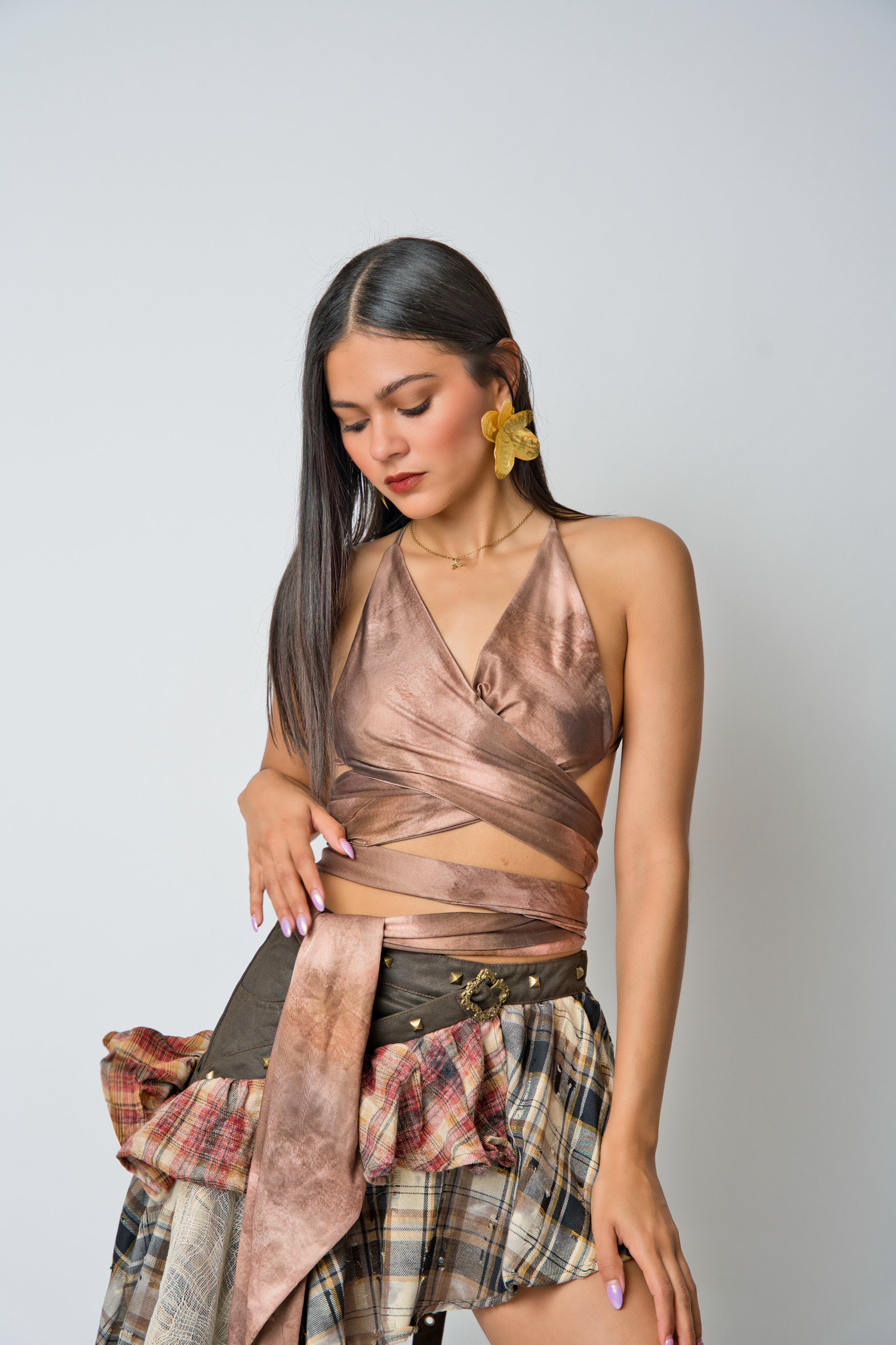 Plaid Layered Skirt