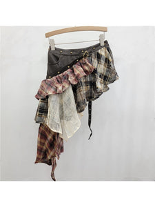Plaid Layered Skirt