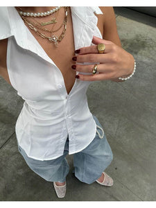 Lapel White Blouse