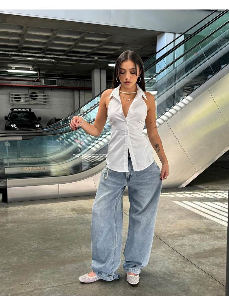Lapel White Blouse