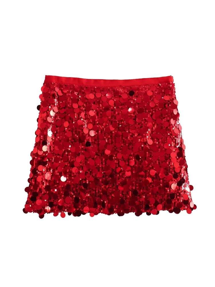 Red Sequins Skirt