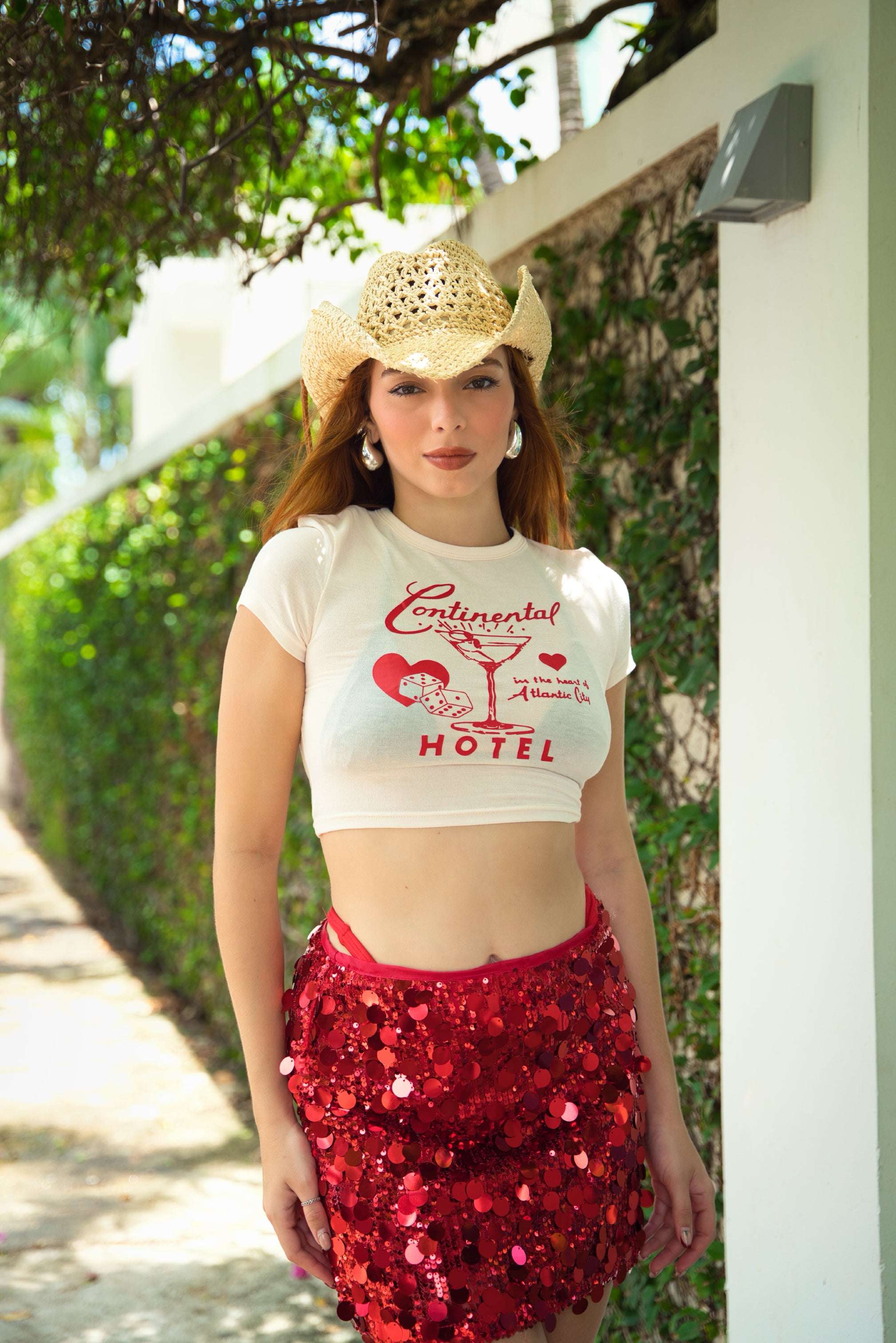 Red Sequins Skirt