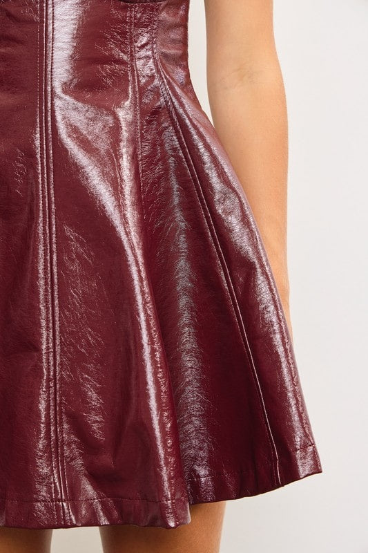 Burgundy Pleather Dress