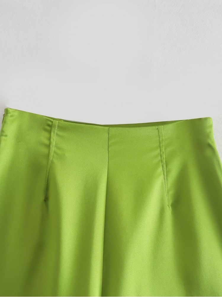 Verde Satin Skort