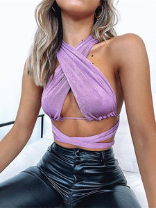 Shiny Bandeau Triangle Top