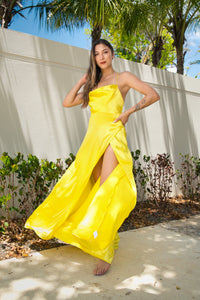 Yellow Satin Dress