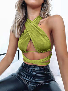 Shiny Bandeau Triangle Top